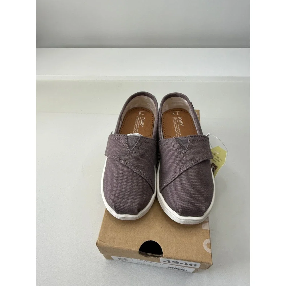TOMS Classic Ash Canvas‎ Toddler Slip On Tiny Shoes Grey Unisex Size 8C New